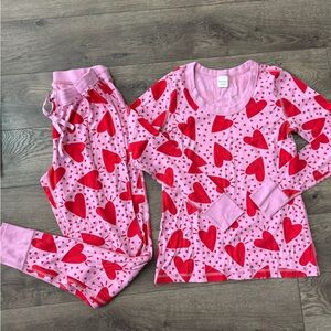 Women’s Hanna Andersson Pink and Red Heart Pajama Set | size S